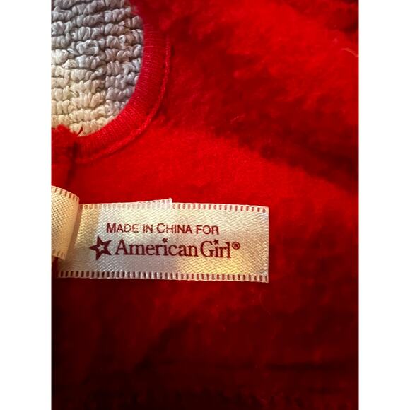 American Girl Bitty Baby Fleece Red Vest Blue Shorts Doll Clothing Retired - Picture 7 of 8